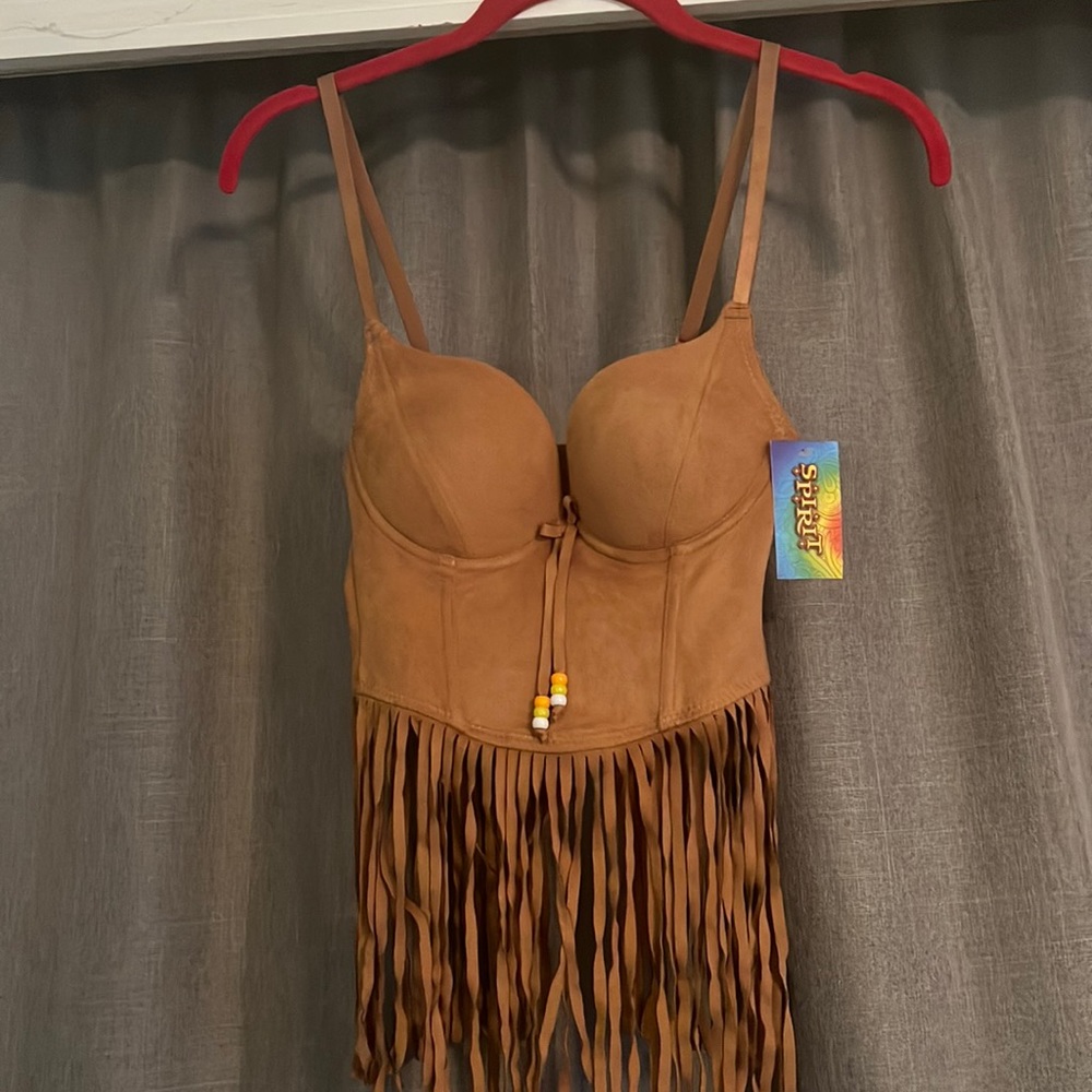 Spirit Halloween Hippie Brown Fringe Corset